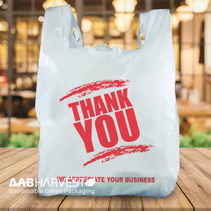 Bolsas de plástico para camisetas de HDPE/LDPE personalizables, tamaño y grosor, hechas en Vietnam para negocios y compras en supermercados, venta al por mayor - Product Image 1