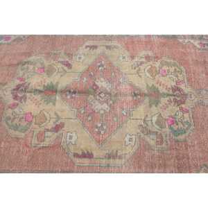 Turkish 4.2x8.1 ft Rug, Area Vintage Rug, <b>Red</b> Pink Patchwork <b>Wool</b> Rug - Product Image 4