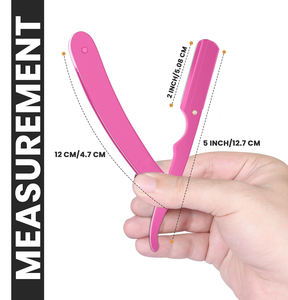Maquinilla de afeitar de borde recto de peluquero profesional rosa con paquete de 100 cuchillas 100 por ciento acero inoxidable - Product Image 2