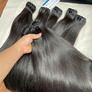 Extensión de cabello humano vietnamita crudo, máquina de color negro natural de calidad súper brillante, textura lisa de cabello de trama - Product Image 3