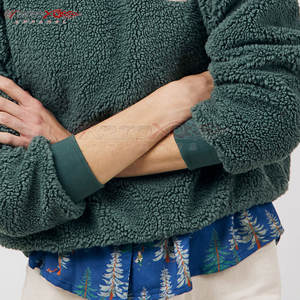 Sudadera larga Sherpa para mujer con diseño simple y cálido interior forrado Sudadera Sherpa Fleece Pullover para mujer - Product Image 3