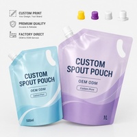 Pochettes à bec verseur en plastique vides pour savon liquide, personnalisables OEM/ODM, avec poignée et impression sur mesure, rechargeables et recyclables, vente en gros