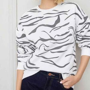 Streetwear décontracté femmes longs sweats en coton uni goutte épaule polaire sweat-shirt personnalisé col rond tricoté écologique - Product Image 4