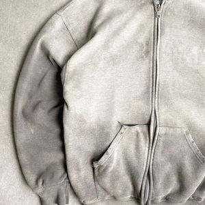 Sweat-shirts à capuche zippés pour hommes, personnalisables avec logo, de haute qualité, délavés à l'acide, surdimensionnés, unis, à bas prix, faible MOQ - Product Image 4