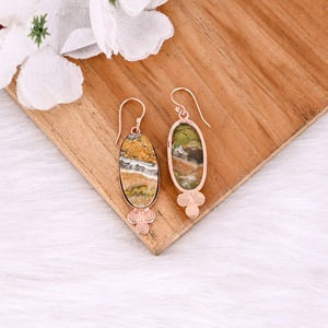 Hot Selling Rose Gold Plated Earring <b>Bumble</b> <b>Bee</b> Jasper Gemstone Earring Fashion Boho Statement Earrings Wholesale Manufacturer - Product Image 4
