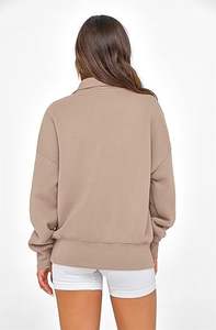 Sweats surdimensionnés à demi-fermeture éclair de qualité supérieure pour femmes - Product Image 5