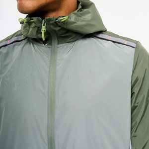 Conjunto corto de color de contraste de cortavientos de alta exigencia, chándal a prueba de viento para hombre, sudadera con cremallera y pantalones cortos, conjunto de dos piezas - Product Image 5