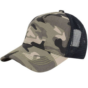Vente en gros Camo Hip Hop Fashion 5 Panel Trucker Hat pour hommes avec bande réglable et panneau latéral en maille de haute qualité - Product Image 4