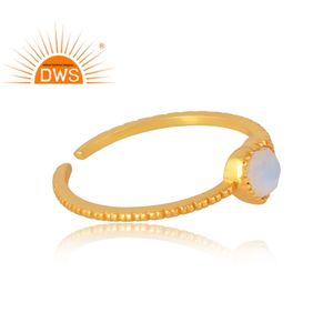 Venta caliente 925 Plata de Ley 18K chapado en oro Natural Arco Iris Luna piedra preciosa anillo Demi joyería fina para mujeres - Product Image 4