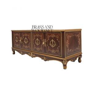 Soporte de TV Clásico de Madera con Detalles Dorados Ornamentados - Product Image 4