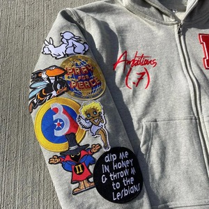 ชุดวอร์มวินเทจแบบย้อมสีพิเศษสำหรับทุกเพศ  ตกแต่งด้วยผ้าปะติดแบบดิสเทรส  ชุดเสื้อฮู้ดและกางเกงขายาว  ผลิตจากโพลีเอสเตอร์/คอตตอน แห้งเร็ว - Product Image 6