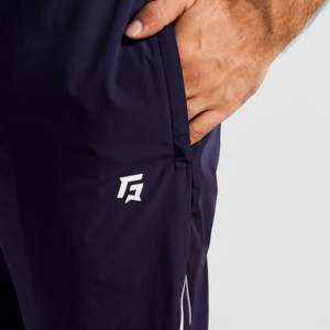 Pantalon cargo ample en laine bleu marine pour homme, modèle 2.0 à double bande, avec fermetures éclair, taille XL, coupe droite, léger, style avant. - Product Image 4
