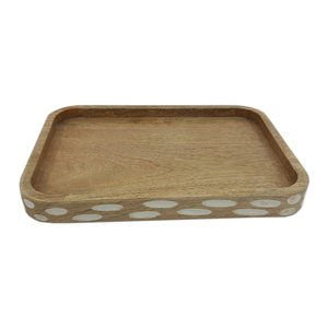 Bandeja para servir comida de diseño elegante, Color blanco, utensilios de cocina elegantes de madera Natural, bandeja para servir comida y bebida personalizada - Product Image 6