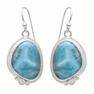 2024 meilleure qualité en argent sterling oxydé naturel Larimar pierres précieuses boucles d'oreilles fabricant de bijoux personnalisés bijoux Larimar - Product Image 4