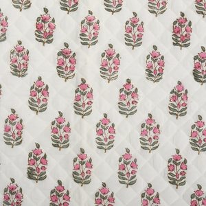 Thảm đục lỗ màu hồng và đồng phục màu xanh lá cây bảng Mat Ấn Độ khối in hoa vải bông vải bông quà tặng tân gia - Product Image 2