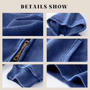 Sweat à capuche surdimensionné en molleton de polyester/coton lourd, style streetwear, logo personnalisé, vintage, délavé à l'acide, pour homme et femme, hiver - Product Image 4