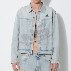 Venta al por mayor chaqueta de mezclilla de color sólido para los hombres de alta calidad de algodón liso teñido chaqueta de mezclilla de invierno con diseño personalizado - Product Image 1