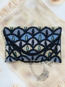 Designer Handmade Fashion Satin Clutches Crystal Stone Beaded Embroidery Multi Color Elegant Bridal Evening - Product Image 6