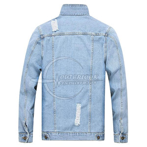 Ropa de calle para hombre, chaqueta vaquera de tendencia superior para hombre, chaqueta vaquera de Color sólido para hombre, chaqueta vaquera personalizada - Product Image 2