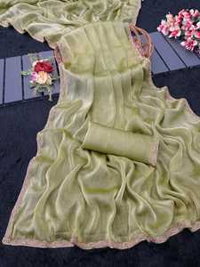 Vêtements de fête en mousseline de soie Fendy deux tons de style Bollywood indien exclusif de créateur vêtements indiens et pakistanais d'Inde - Product Image 4