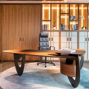 Luxury Modern Solid Wood Executive Desk Ergonomic Home <b>Office</b> Computer <b>Table</b> Large Wooden Workstation Commercial Writing Desk Wi - Product Image 6