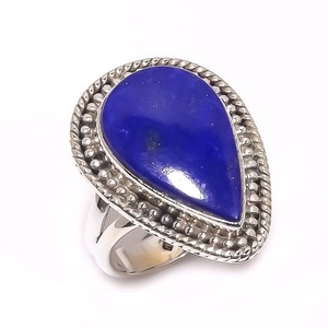 Classical Ring Jewelry For Women Silver Boho Style Jewelry 925 Sterling Silver Lapis Gemstone Handmade Ring Gift For <b>Wife</b> - Product Image 2