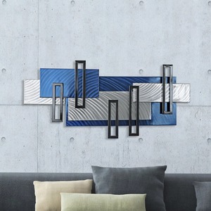 Sculpture murale géométrique en métal pour la décoration intérieure moderne Panneau de suspension mural élégant Salon Chambre à coucher Accent intérieur - Product Image 1