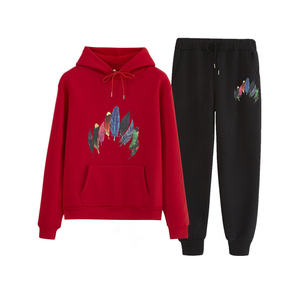 Ensemble de survêtement d'hiver unisexe en coton 100% de qualité supérieure, deux pièces, style streetwear, avec logo personnalisé et fermeture à cordon - Product Image 2
