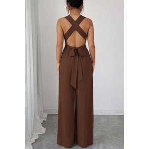 Women's Spaghetti Strap <b>Ring</b> Detail Criss-Cross Back Jumpsuit, 31667 - Product Image 4