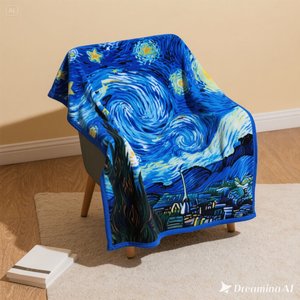 Manta de lana suave de noche estrellada de lujo, manta azul acogedora con diseño de estrella blanca, tamaño King - Product Image 4