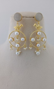 ชุดต่างหูทองเหลืองขนาดใหญ่ลายราชวงศ์ที่ทันสมัยออกแบบได้ด้วยมรดกดูแฟชั่นวาง chandbalis - Product Image 4