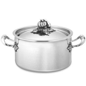Casserole en acier martelé de qualité supérieure avec couvercle, poignée en laiton, bouton décoratif en forme d'oiseau, idéale pour la cuisine, le service, la maison, la cuisine, l'hôtel, ensemble - Product Image 2
