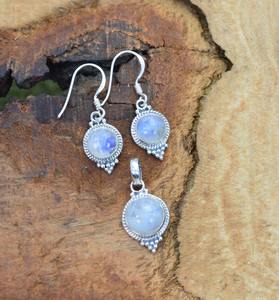 Juego de Pendientes y Colgante de Plata de Ley 925 con Baño de Oro y Piedra Lunar para Mujer, Joyería Bohemia Hecha a Mano, Regalo de Moda para Fiesta de Bodas - Product Image 3