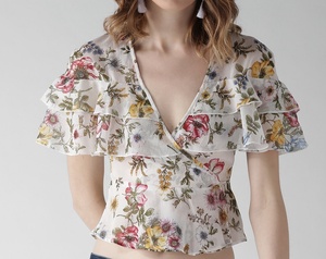 Blusa Corta de Gasa con Estampado de Puntos para Mujer, Manga Larga, Transparente, con Cuello Vuelto, Ajustada, para Fiesta de Verano - Product Image 3