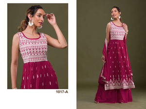 หมาจิ้งจอกตัวใหญ่แบบใหม่เย็บติดกันแบบกึ่งเย็บปักผ้าคอตตอนลายลูกไม้สำหรับผู้หญิงอินเดียปากีสถาน - Product Image 2