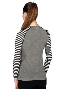 Sudadera de Manga Larga a Rayas para Mujer, de Lana Merino de Alta Calidad, Estilo Moderno, Sin Costuras, Suave y Térmica - Product Image 3