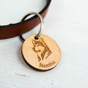 Natural Wood Custom Pet <b>Tag</b> - Engravable <b>ID</b> for Safe and Stylish Collars VIET FARGIMEX - Product Image 4