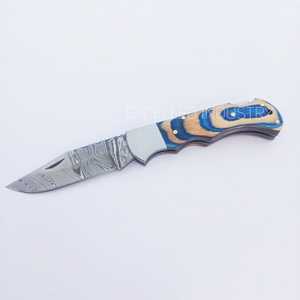 Cuchillo plegable de supervivencia al aire libre multifuncional hecho a mano personalizado cuchillo de bolsillo con mango de madera Pakka con Funda de cuero - Product Image 4