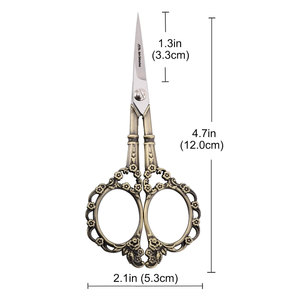 Tijeras pequeñas de bronce para uso del cabello, tijeras de costura para enhebrar ganchillo de tamaño pequeño con estuche para bordado, arte artesanal - Product Image 2