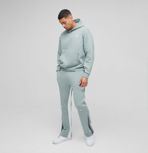 Conjunto de Sudadera con Capucha y Pantalones Deportivos Unisex para Hombre, Lavado Ácido, Forro Polar Transpirable, Cintura Elástica, Ropa Deportiva Urbana de Otoño, 100% Algodón - Product Image 1