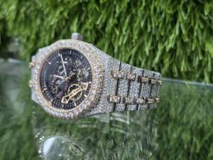 Reloj Mecánico Personalizado para Hombre de 42 mm, Lujoso Esqueleto Blanco Completamente Engastado con Diamantes de Moissanita, Estilo Hip Hop, Correa de Acero Inoxidable, Nuevo - Product Image 5