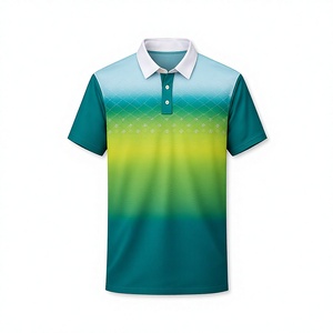 Mens Custom Polo Shirt Gradient Geometric Print Short Sleeve Fashion Casual Polo Luxury Breathable Men Clothing Summer Tops - Product Image 1
