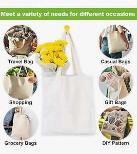 Bolso de mano de lona de algodón de estilo bohemio a la moda para mujer, bolsos de mamá portátiles en blanco para compras de comestibles reutilizables Vintage - Product Image 3