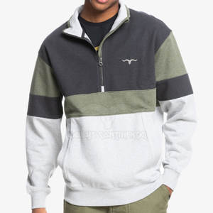 Meilleures ventes de sweats à demi-fermeture éclair pour hommes à la mode à motif solide vêtements de sport pour l'hiver sweats à capuche extensibles teints en couleur unie - Product Image 6