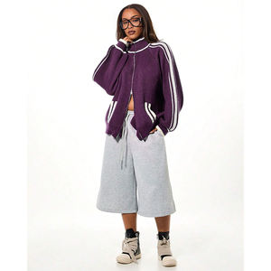 Set di Lusso da Donna <span class=keywords><strong>con</strong></span> <span class=keywords><strong>Cardigan</strong></span> a Righe <span class=keywords><strong>con</strong></span> Zip e Pantaloni Larghi, Elegante Abbigliamento Casual a Due Pezzi per Primavera ed Estate - Product Image 6