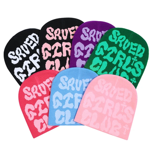 2024 <b>Winter</b> Jacquard Beanie <b>Hat</b> with Hand Embroidered Letters Warm Knit Cap for <b>Men</b> and Women in Hip Hop Style for Travel - Product Image 1