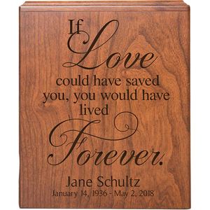 โกศไม้สำหรับขี้เถ้า | แกะสลักคำพูดถ้าความรักสามารถช่วยคุณกล่องอนุสรณ์ที่กำหนดเองสำหรับงานศพและบรรณาการโดย ayaans - Product Image 1