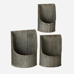กระถางต้นไม้ติดผนังโลหะชุบสังกะสีแบบขอบหยัก - Product Image 2