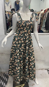 Estilo francés Retro elegante mujer Maxi vestido Vintage estampado 100% algodón tejido lazo cinturón cintura señora Fiesta Vestidos largos de noche - Product Image 5