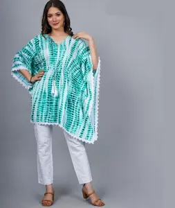 Gaya Desainer India Baru Kaftan Rayon Mewah dengan Cetak Tye dan Pewarna Hit dan Ukuran Bebas Tersedia Hingga Ukuran Plus untuk Pakaian Wanita